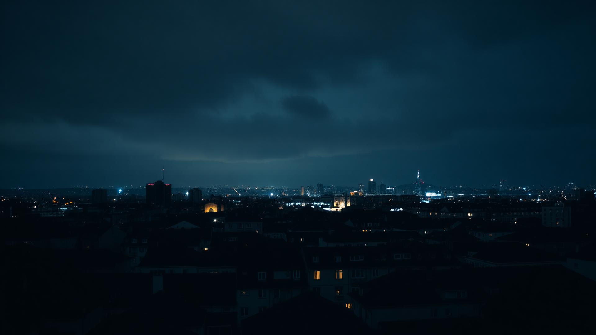 Ciudad europea durante una interrupción eléctrica