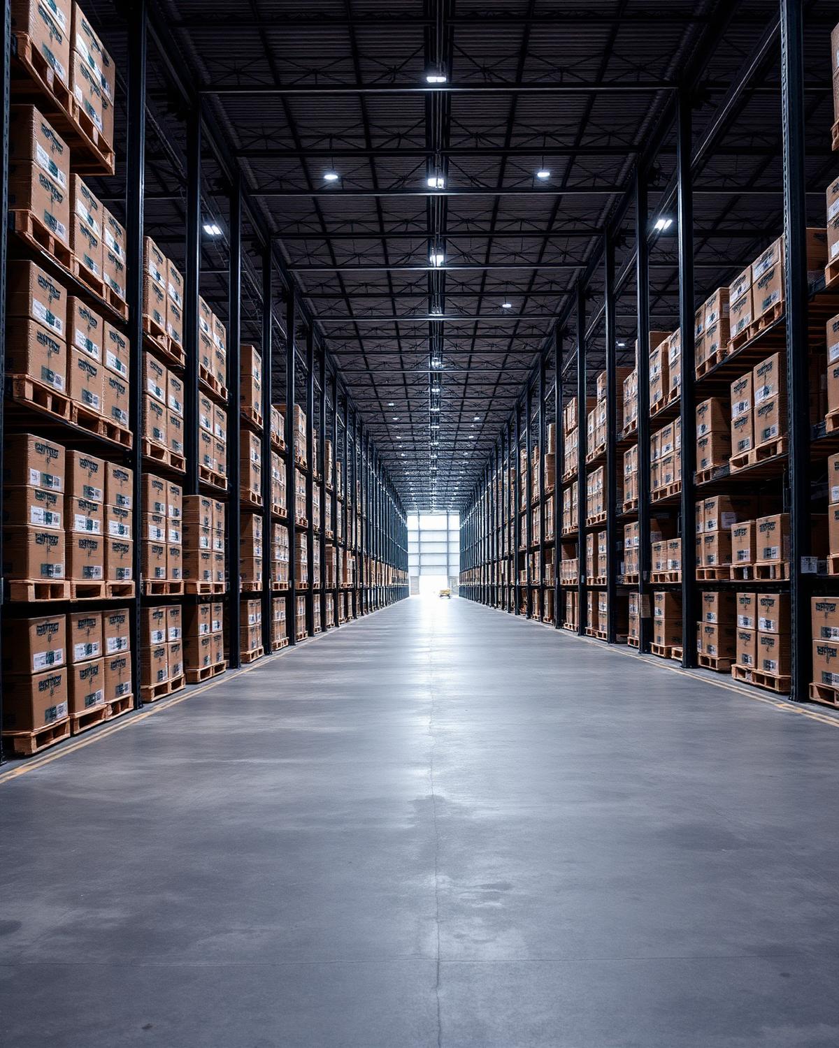 Centro logístico con stock paletizado