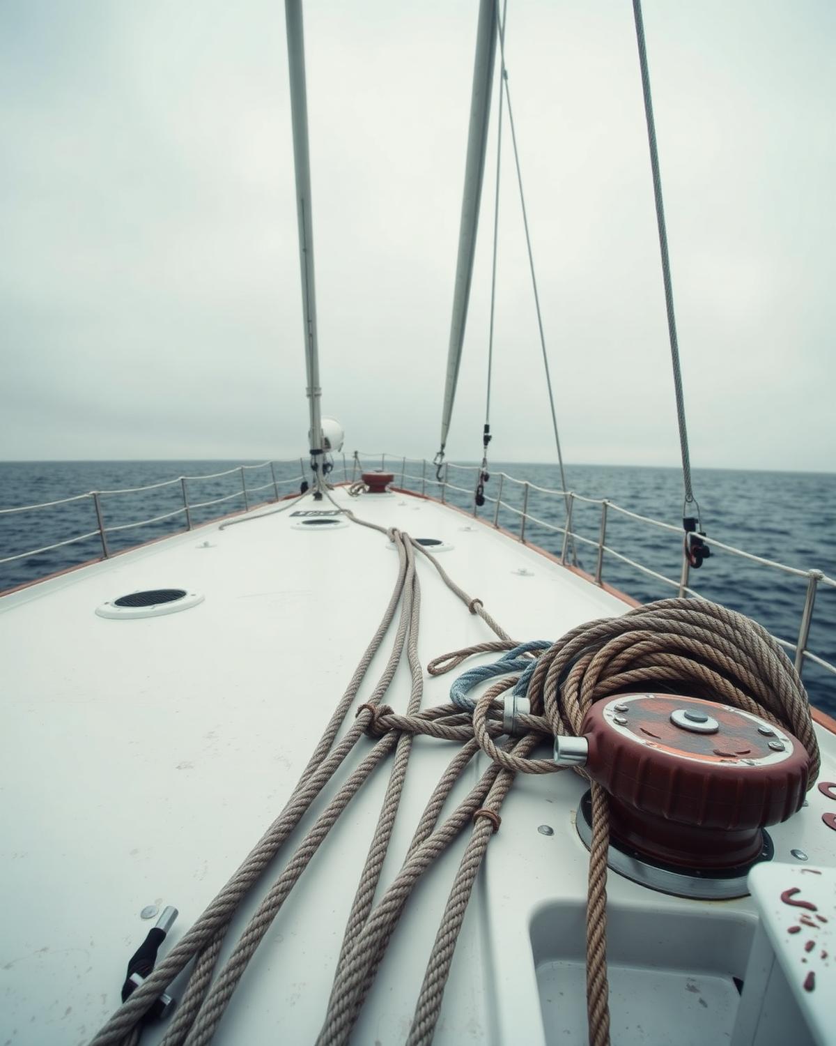 Cubierta de un velero en mar abierto